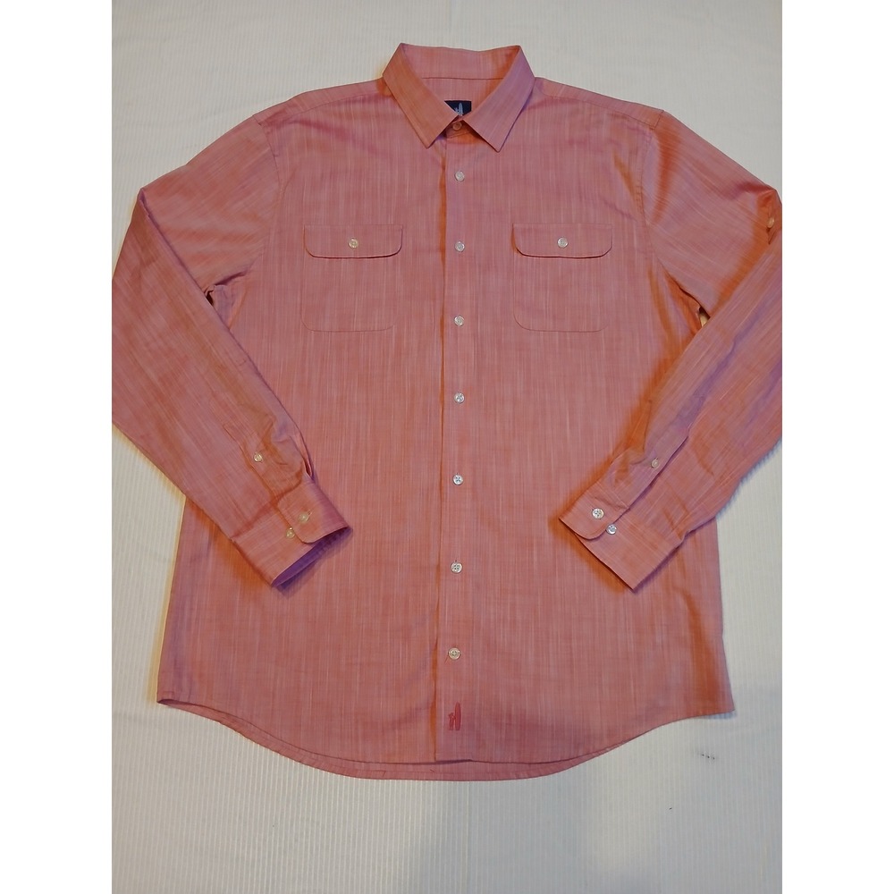 Johnnie-O Mens Large Malibu Red Cotton Stretch Button Down Shirt Long Sleeve